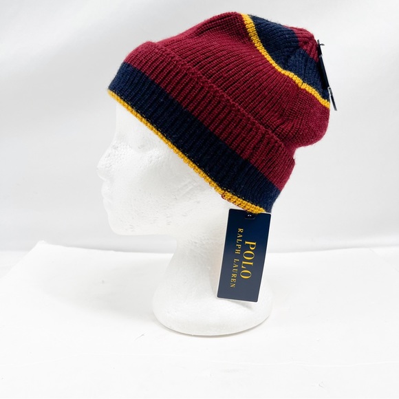 Polo Ralph Lauren Regimental Stripe Cuffed Watch Cap Beanie Ski Hat - Picture 7 of 10